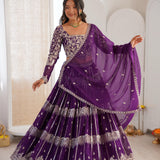 Crafted Violet Georgette Lehenga Choli