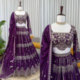 Crafted Violet Georgette Lehenga Choli