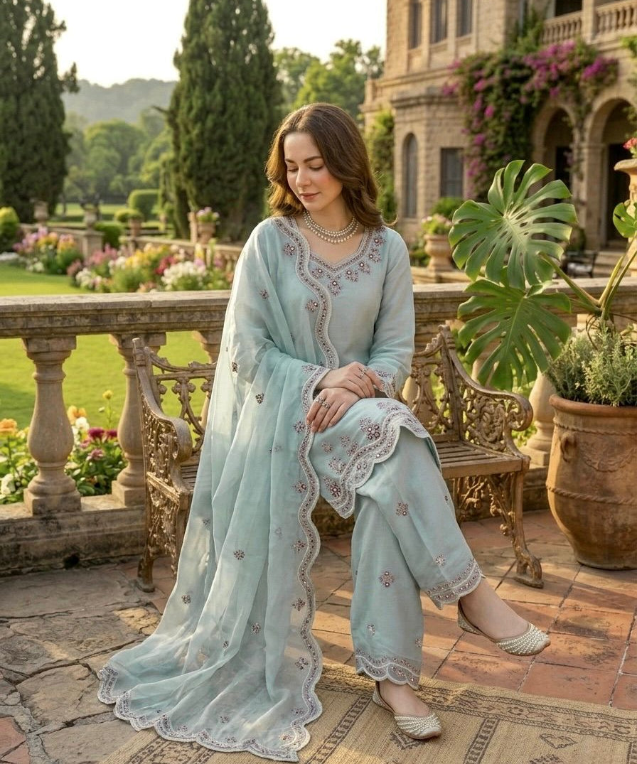 Elegant Jmc Silk Embroidred Suit