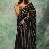 Fancy Black Real Mirror Work Lehenga