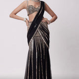 Fancy Black Real Mirror Work Lehenga