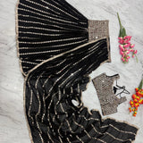Fancy Black Real Mirror Work Lehenga