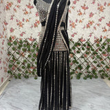 Fancy Black Real Mirror Work Lehenga