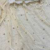 Creamy Glass Satin Silk Saree