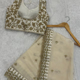 Creamy Glass Satin Silk Saree