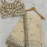 Creamy Glass Satin Silk Saree