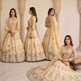 Lemon Yellow Embroidered Lehenga
