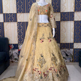 Lemon Yellow Embroidered Lehenga