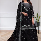Black Zilmil Embroidered Suit