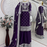 Designer Violet Fandy Silk Suit
