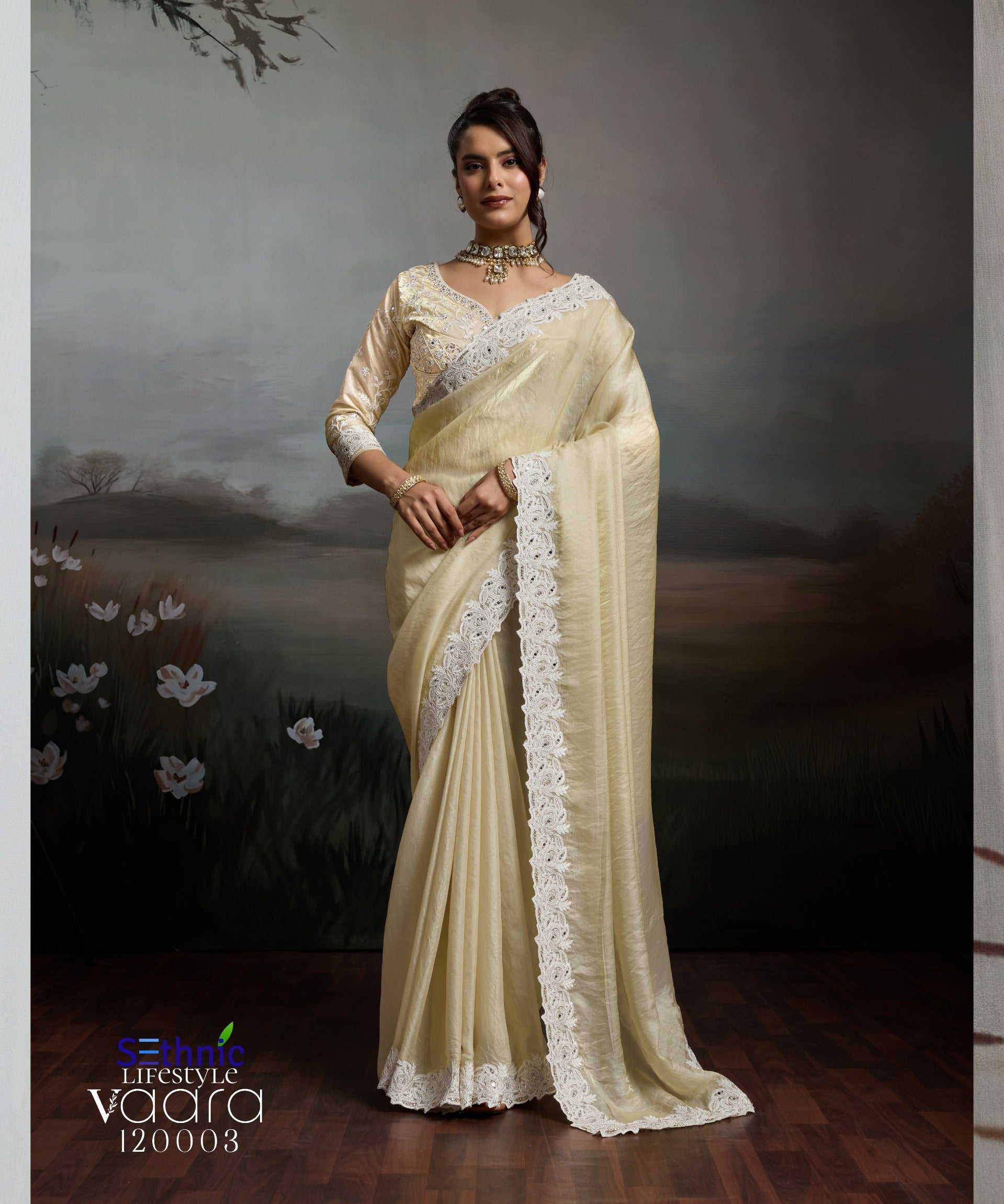 The Ivory Edit Satin Velvet Saree
