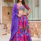 Mehvish Floral Print Silk Lehenga