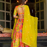 Mehvish Floral Print Silk Lehenga