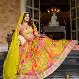 Mehvish Floral Print Silk Lehenga