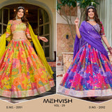 Mehvish Floral Print Silk Lehenga