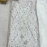 White Embroidered Crunchy Silk Suit