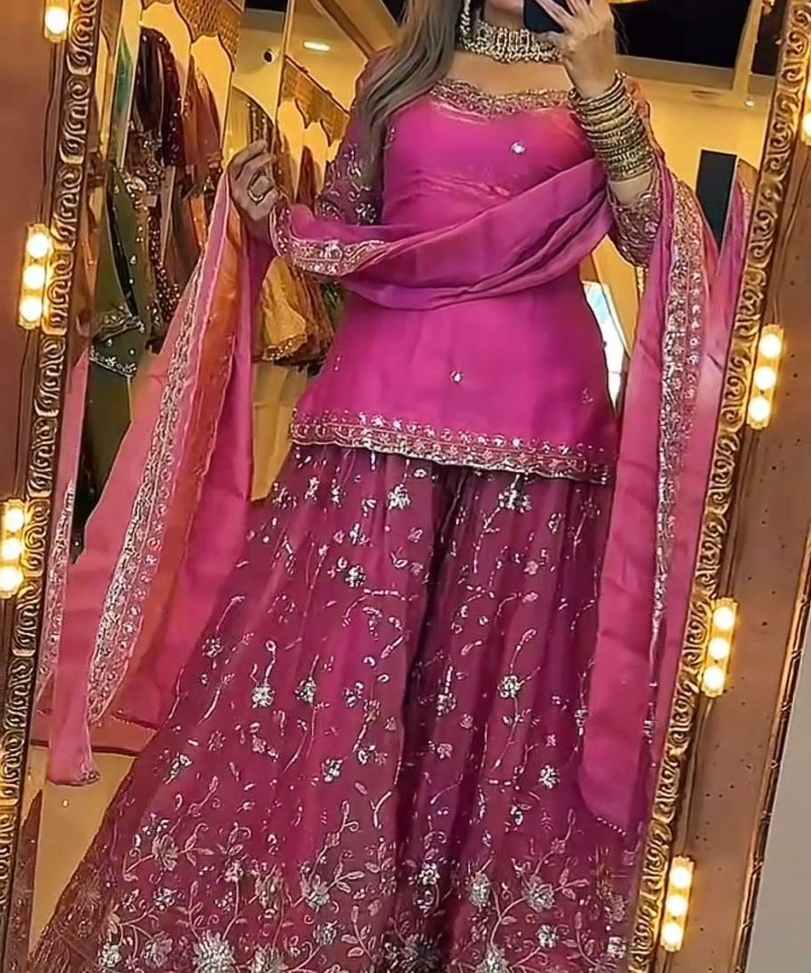 Premium Panjabi Embroidered Top Plazzo