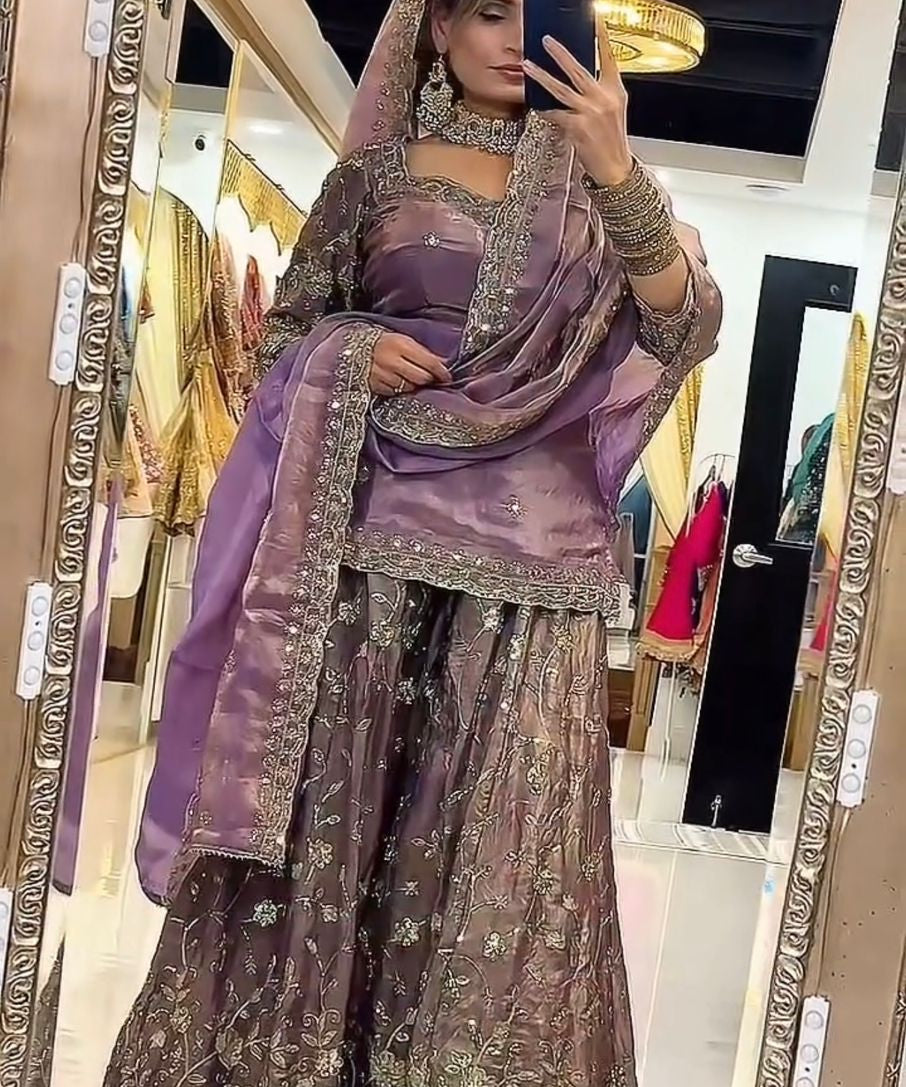 Premium Panjabi Embroidered Top Plazzo