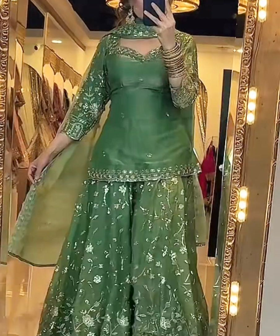 Premium Panjabi Embroidered Top Plazzo