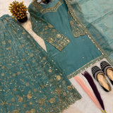 Premium Panjabi Embroidered Top Plazzo