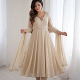 Creamy Georgette Anarkali Gown
