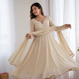 Creamy Georgette Anarkali Gown