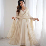 Creamy Georgette Anarkali Gown