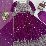 Purple Faux Georgette Anarkali Suit