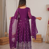 Purple Faux Georgette Anarkali Suit