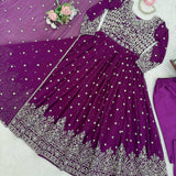 Purple Faux Georgette Anarkali Suit
