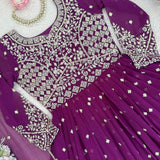 Purple Faux Georgette Anarkali Suit