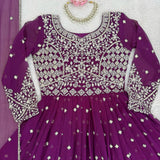 Purple Faux Georgette Anarkali Suit