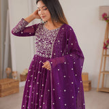 Purple Faux Georgette Anarkali Suit