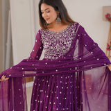 Purple Faux Georgette Anarkali Suit