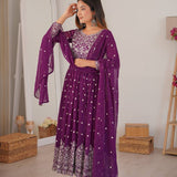 Purple Faux Georgette Anarkali Suit