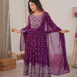 Purple Faux Georgette Anarkali Suit