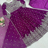Purple Faux Georgette Anarkali Suit