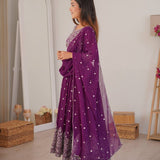 Purple Faux Georgette Anarkali Suit