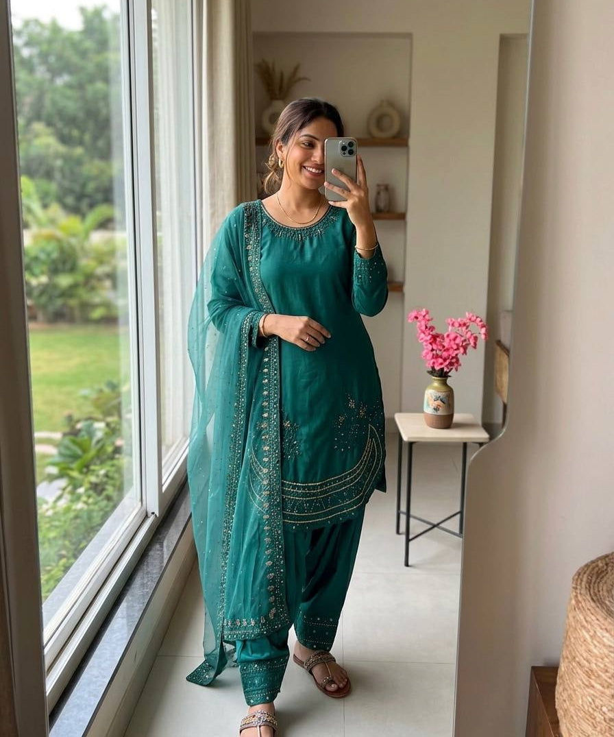 Panjabi Natural Crepe Top Shalwar