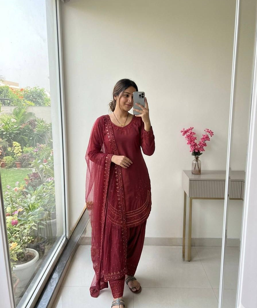 Panjabi Natural Crepe Top Shalwar