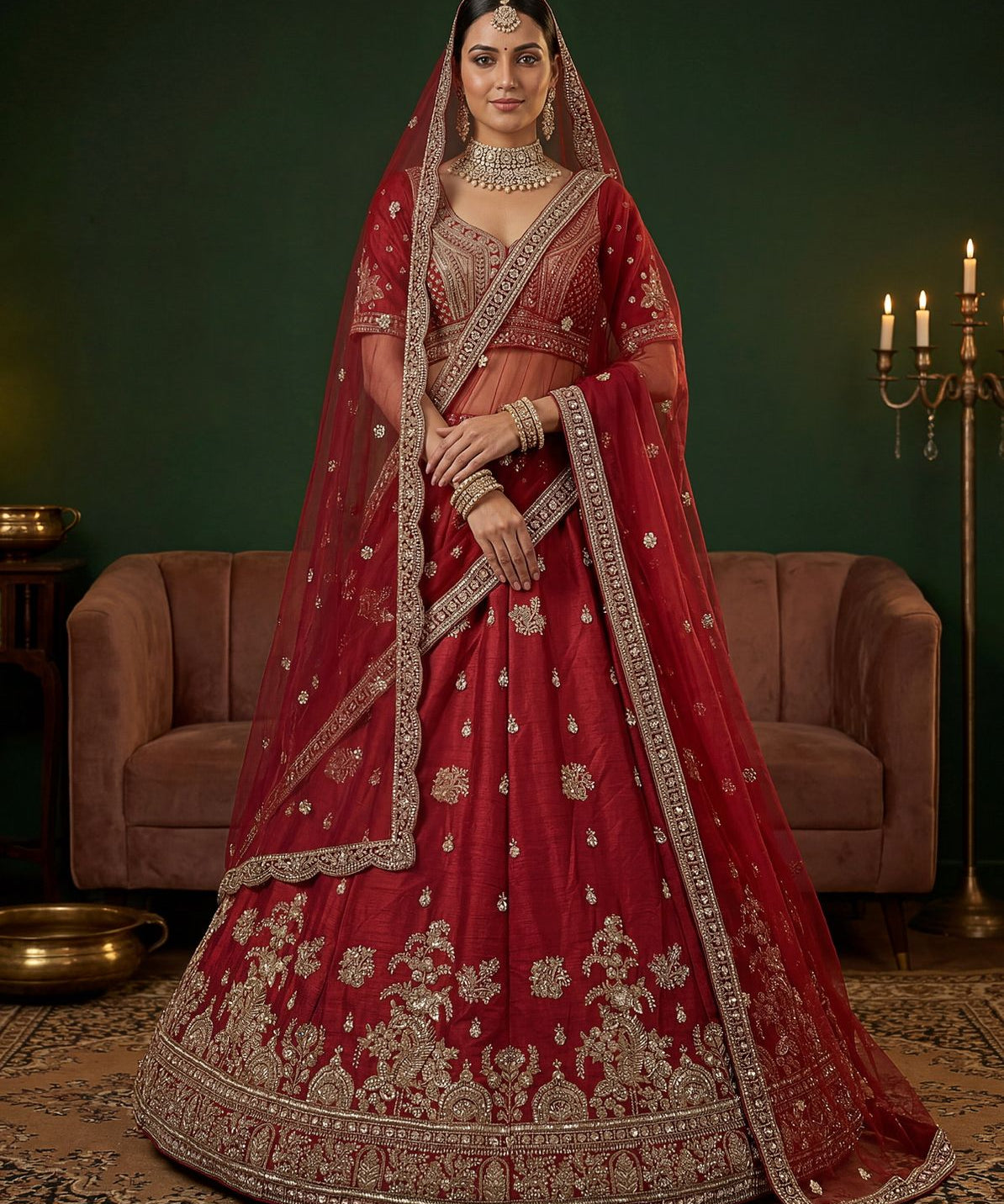 Royal Maharani Silk Beadwork Lehenga