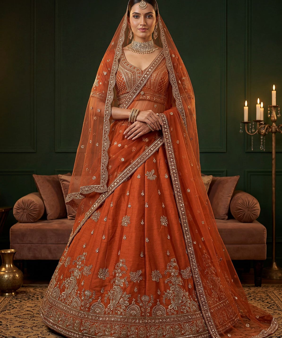 Royal Maharani Silk Beadwork Lehenga