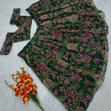 Beautiful Green Floral Print Lehenga