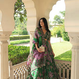 Beautiful Green Floral Print Lehenga