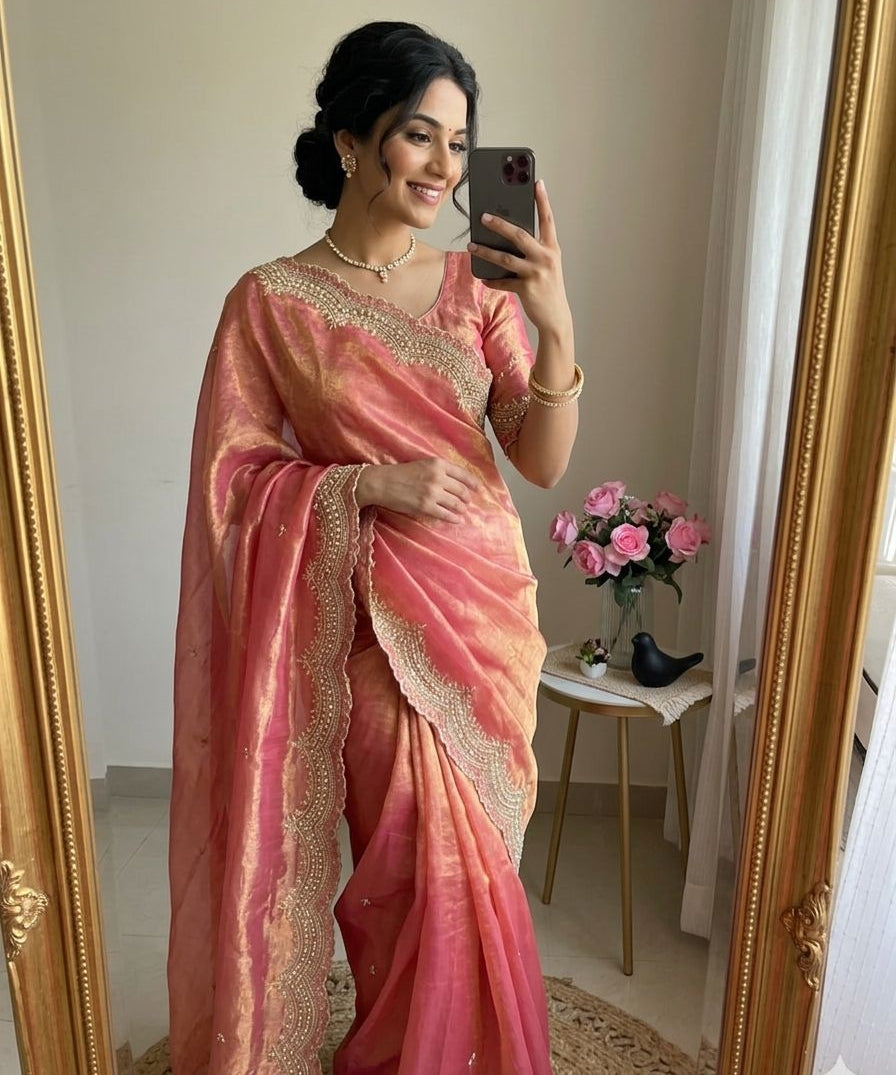 Elevate Ethnic Fendy Satin Silk Saree