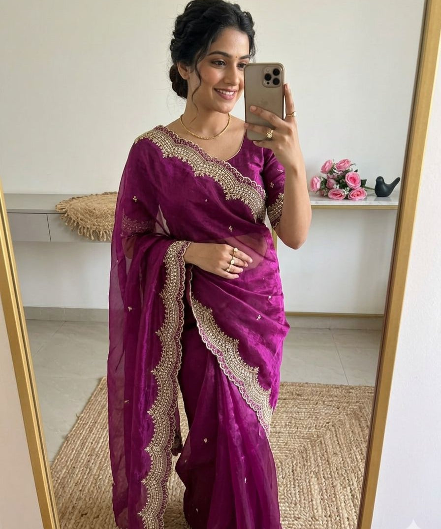 Elevate Ethnic Fendy Satin Silk Saree