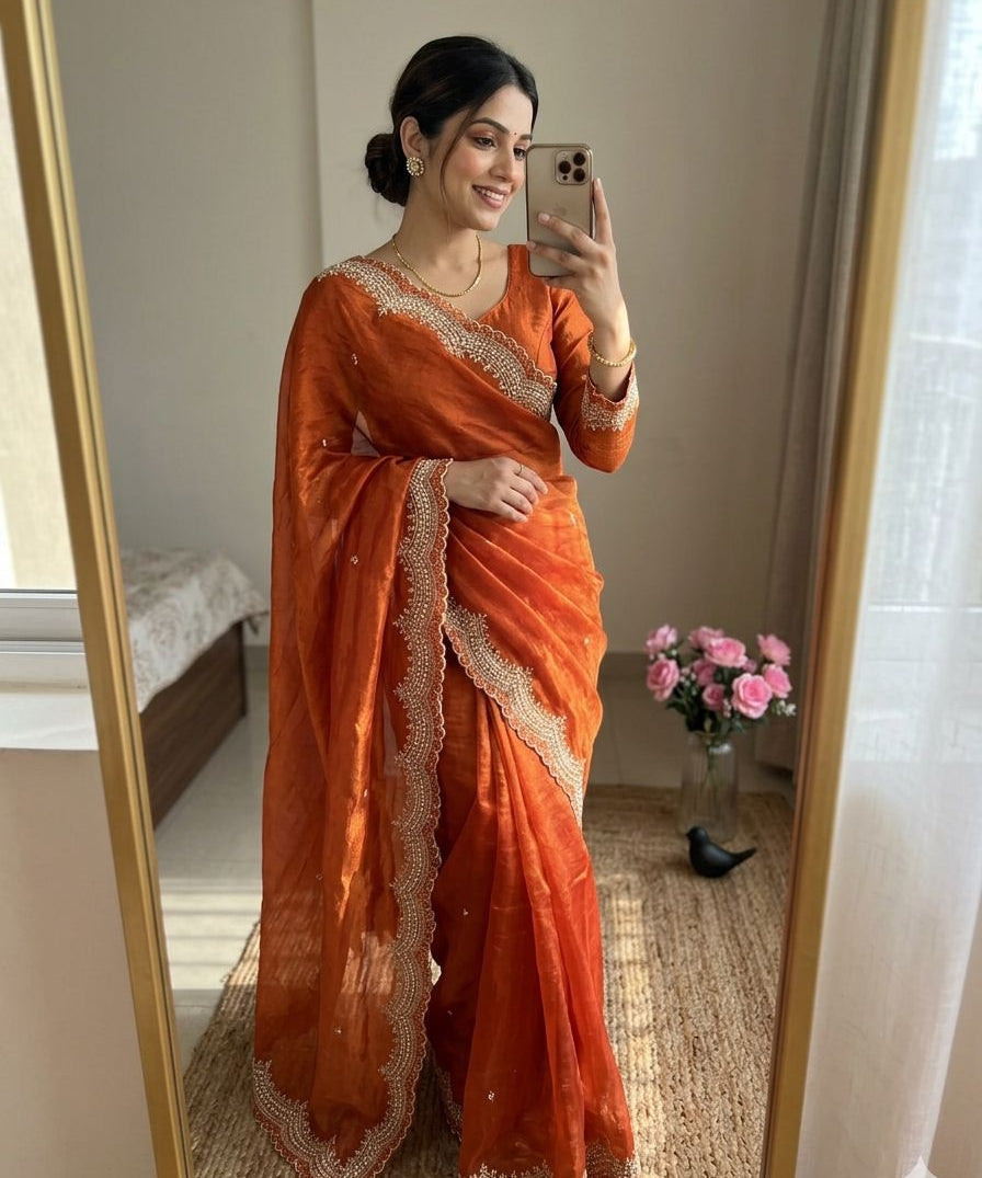 Elevate Ethnic Fendy Satin Silk Saree
