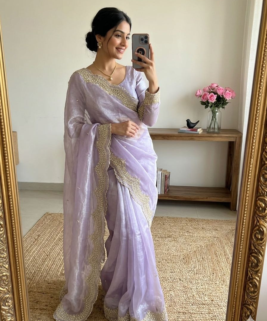 Elevate Ethnic Fendy Satin Silk Saree