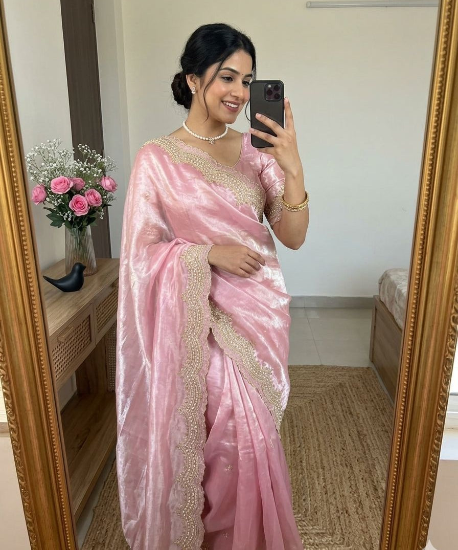 Elevate Ethnic Fendy Satin Silk Saree