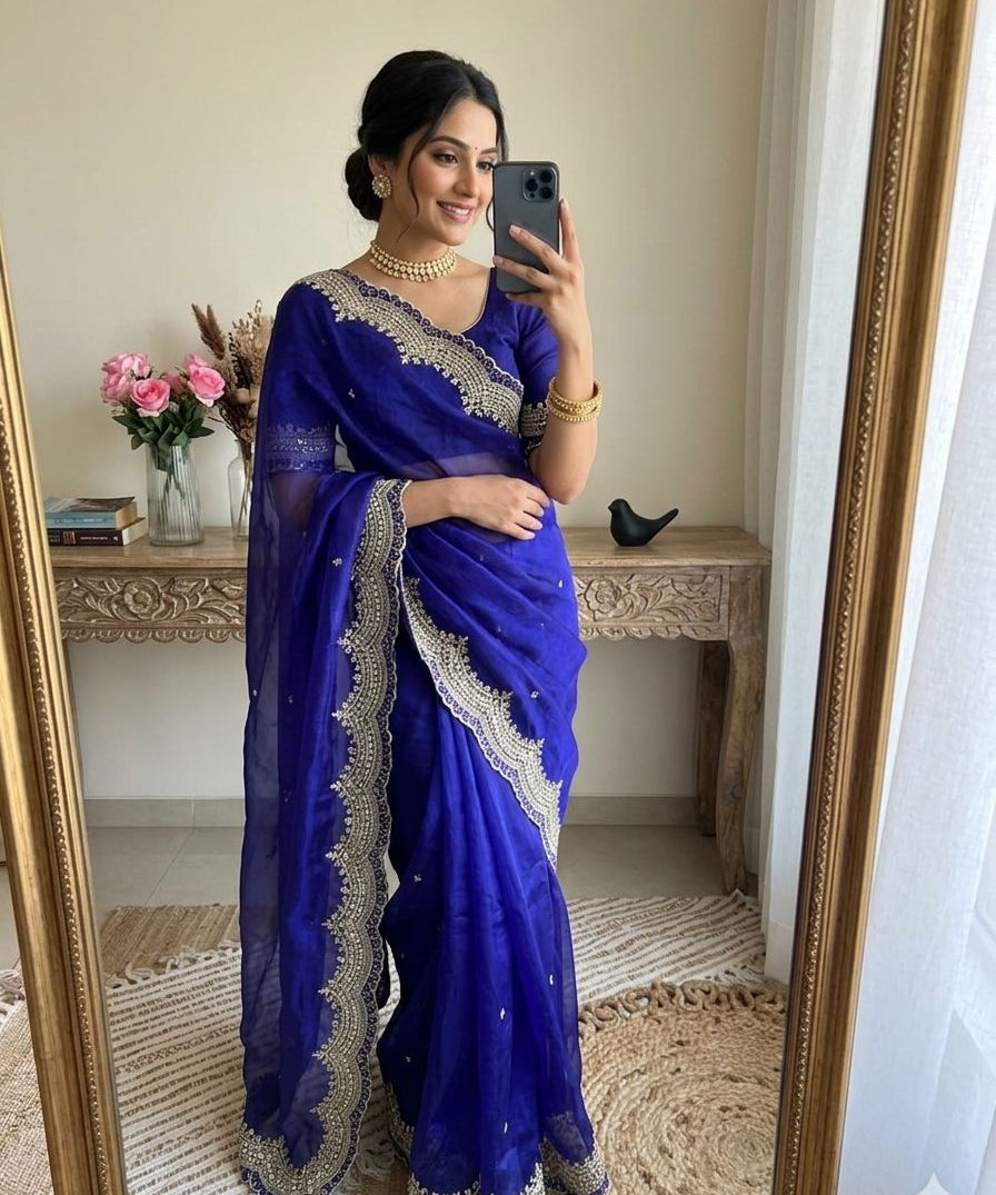 Elevate Ethnic Fendy Satin Silk Saree
